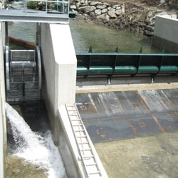 Kraftwerk Gaalbach, Fischbauchklappe, Spülklappe, Rechenreinigungsmaschine